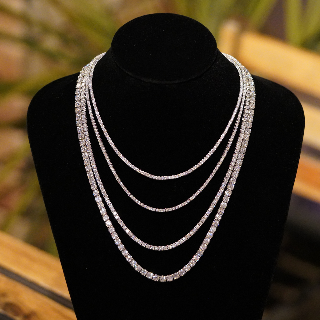Moissanite Tennis Chain Necklace s925 モアサナイト テニスチェーン ネックレス 【2.4.5mm】Silver / Gold / Rose Gold