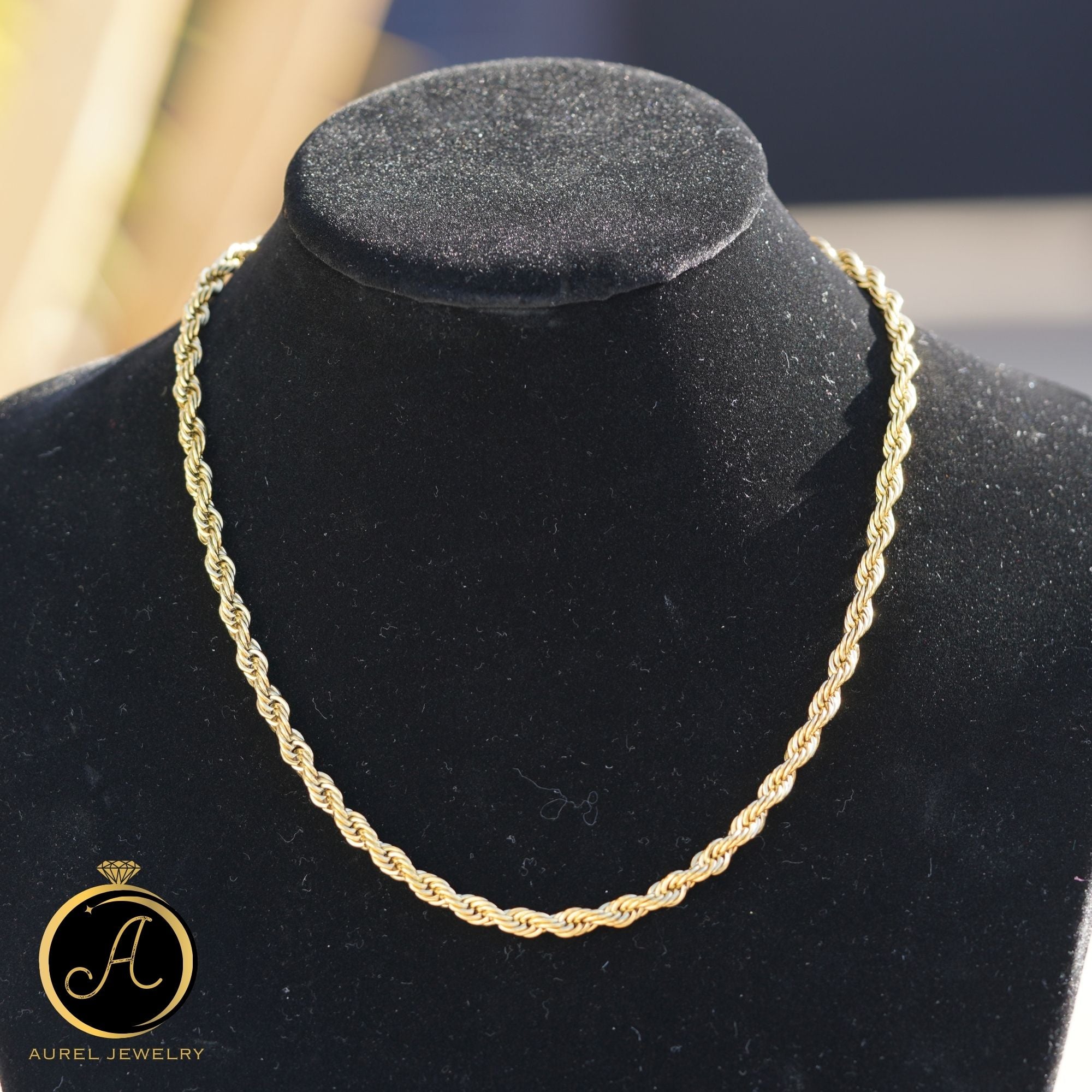 Diamond Cut Rope Chain Necklace 5mm（45cm / 50cm / 55cm / 60cm）