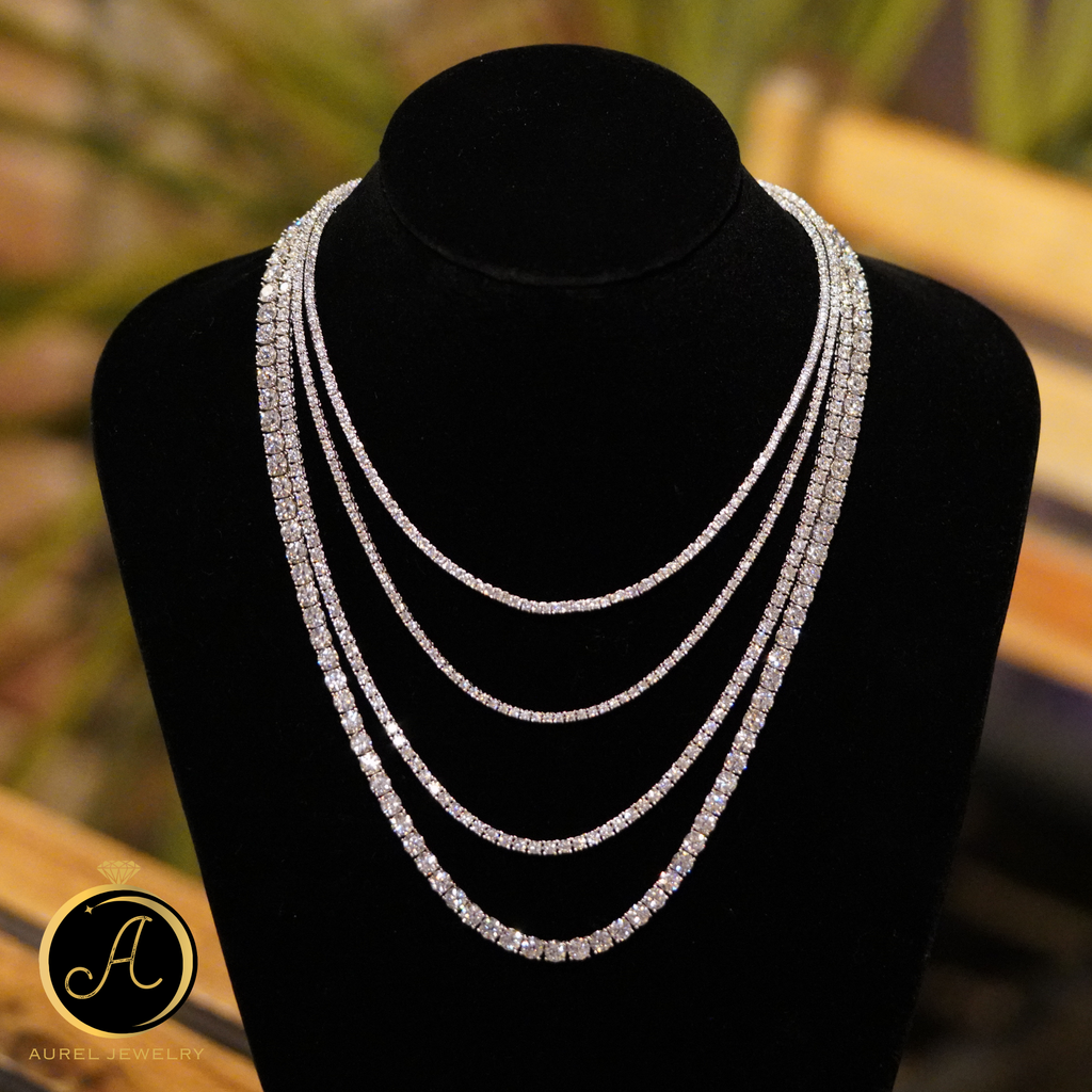 Moissanite Tennis Chain Necklace s925 モアサナイト テニスチェーン ネックレス 【2.4.5mm】Silver / Gold / Rose Gold (コピー)