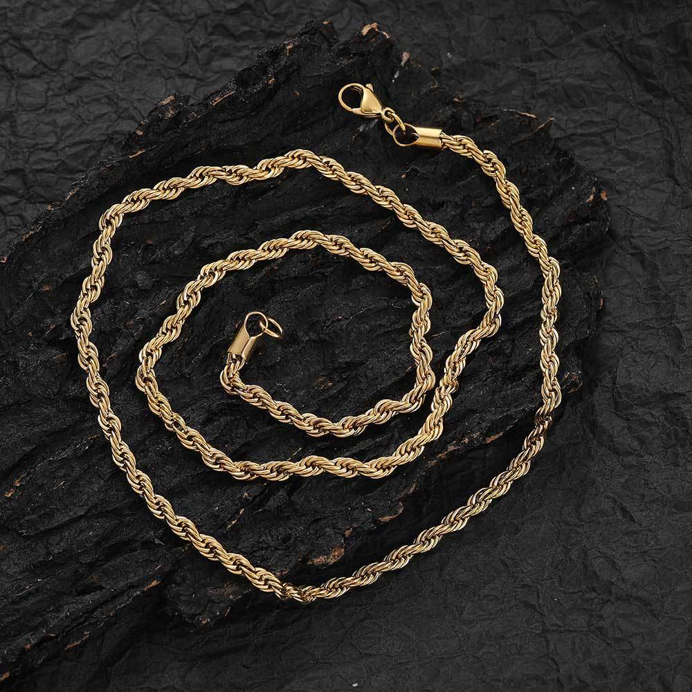 Diamond Cut Rope Chain Necklace 5mm（45cm / 50cm / 55cm / 60cm）