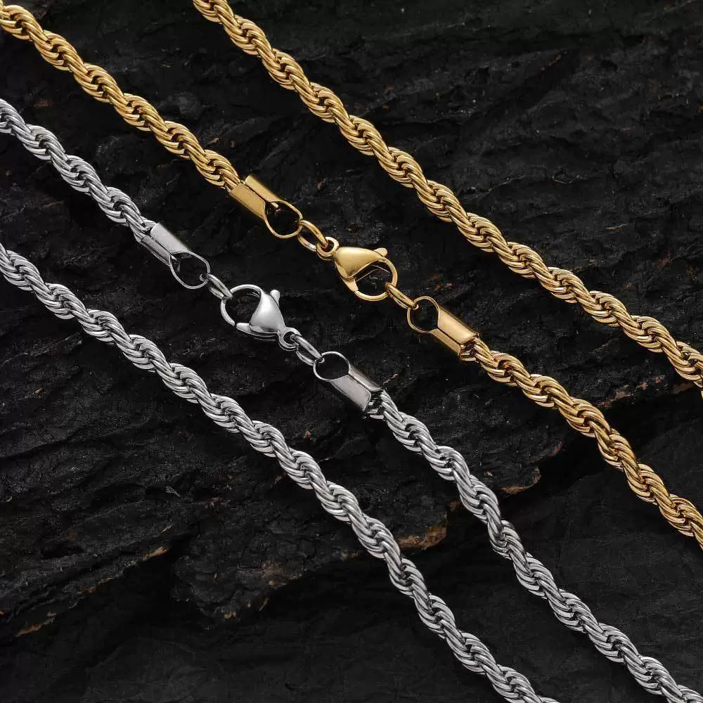 Diamond Cut Rope Chain Necklace 5mm（45cm / 50cm / 55cm / 60cm）