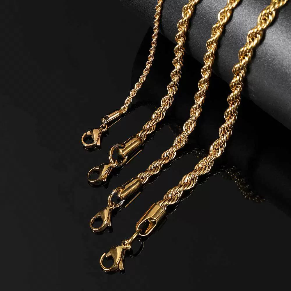 Diamond Cut Rope Chain Necklace 5mm（45cm / 50cm / 55cm / 60cm）